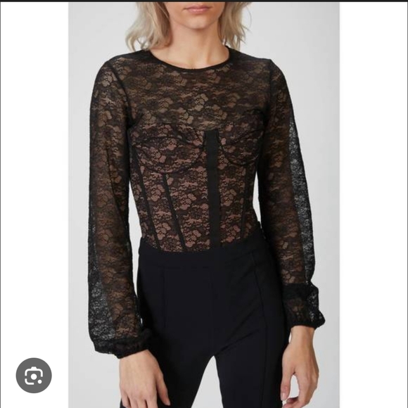 NWT Cami NYC Balloon Sleeve Lace Bodysuit - Picture 2 of 6